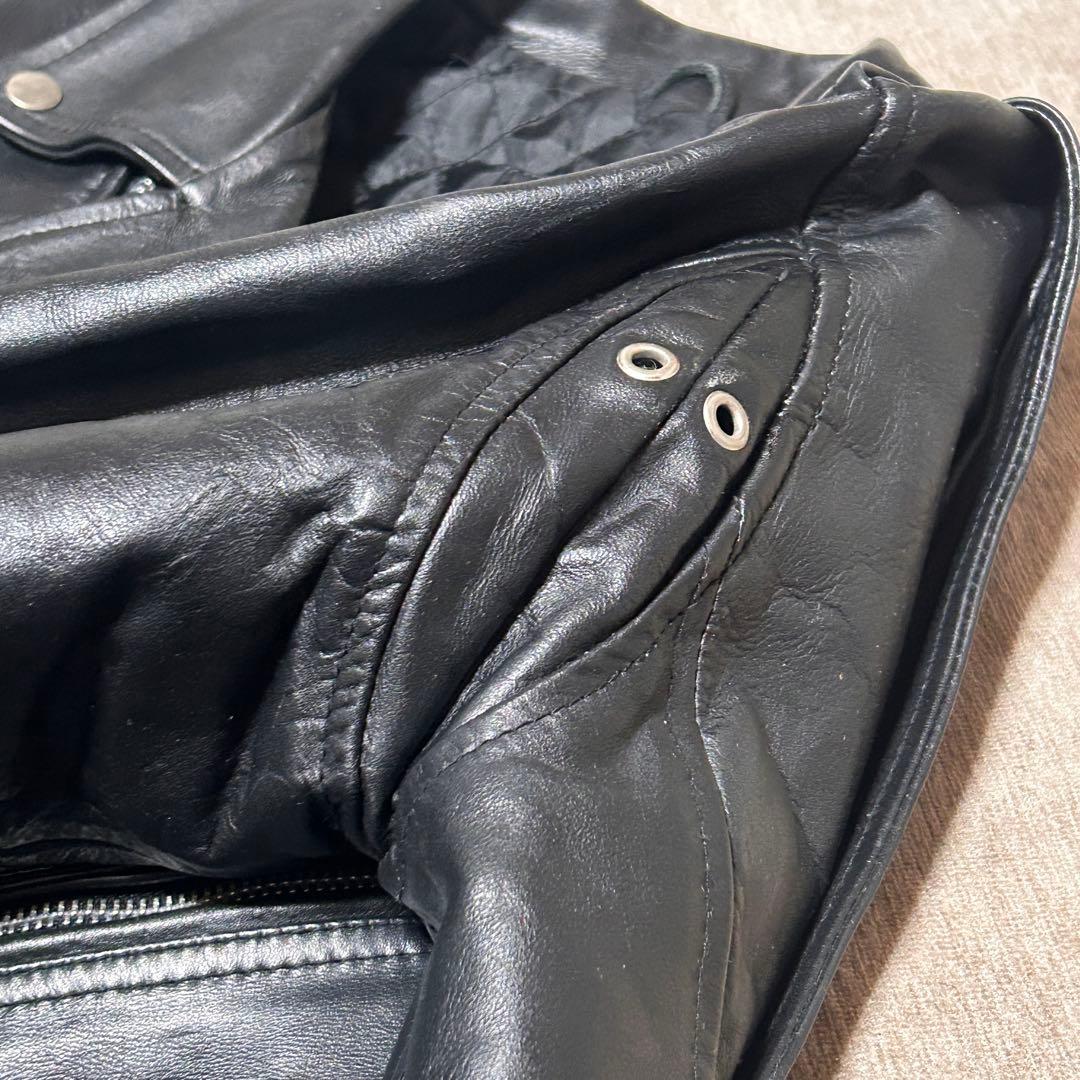 美品　HORN WORKS ダブルライダースジャケット　本革　(L) ブラック