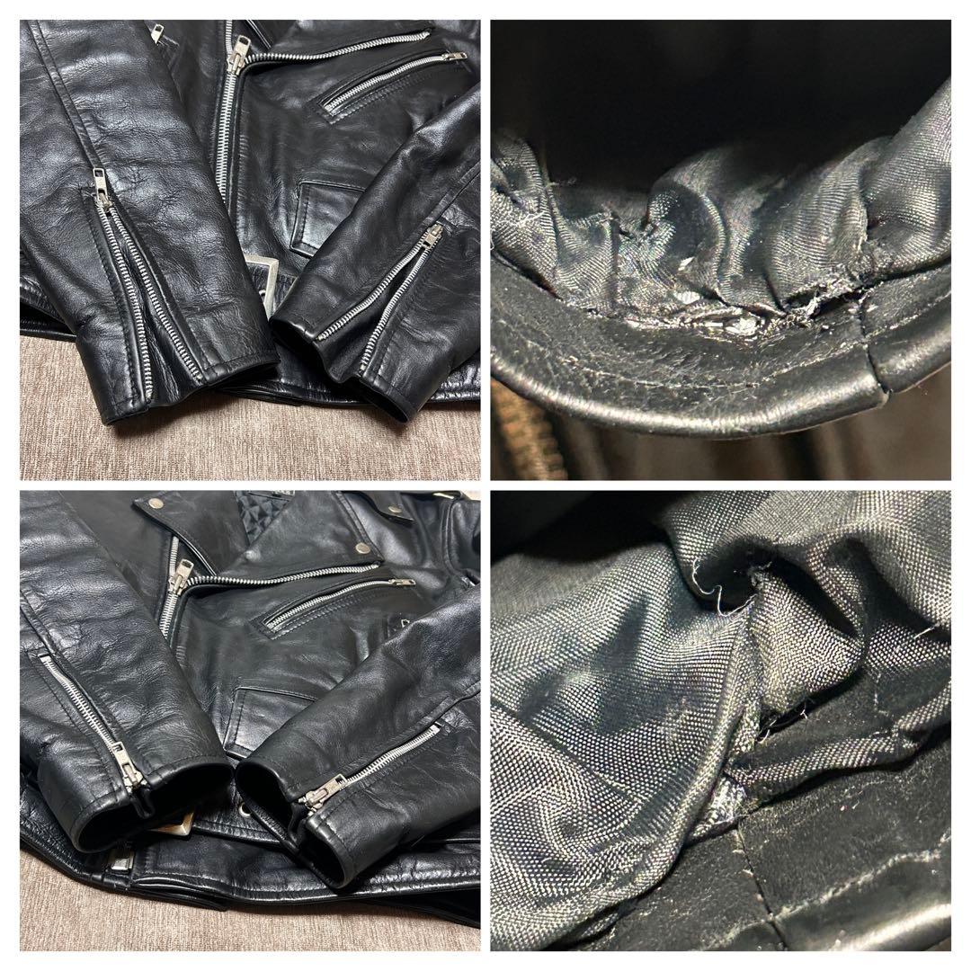 美品　HORN WORKS ダブルライダースジャケット　本革　(L) ブラック