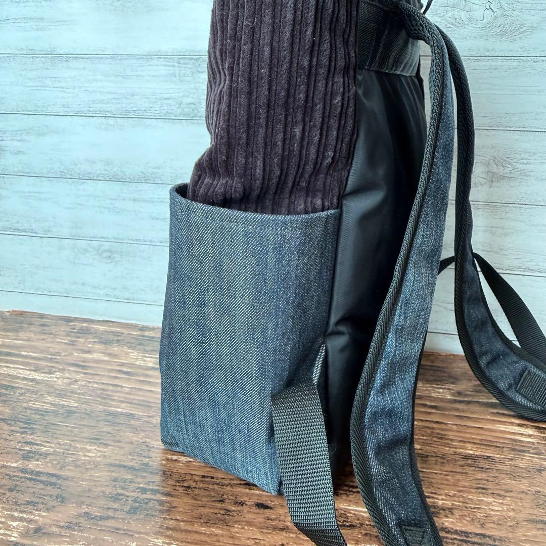 ☆デニムリメイク　ブラックコーデュロイトートリュック☆