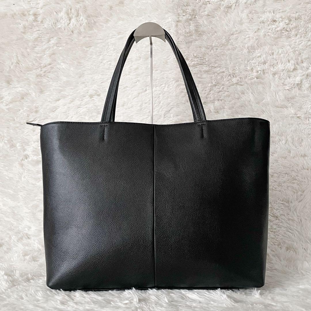 極美品 ユナイテッドアローズ トートバッグ シボ 本革 黒 A4可 大容量 通勤