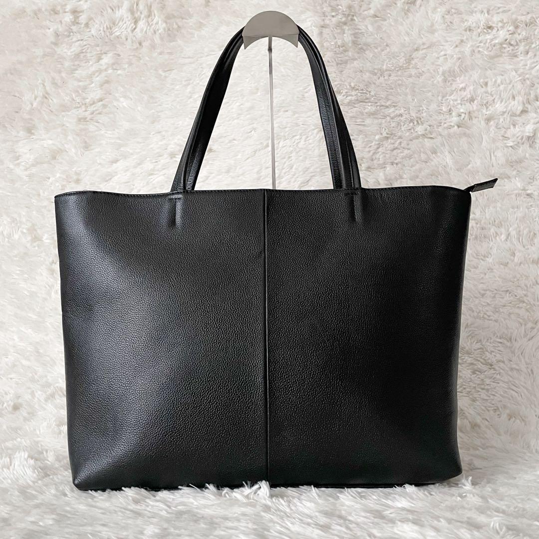 極美品 ユナイテッドアローズ トートバッグ シボ 本革 黒 A4可 大容量 通勤