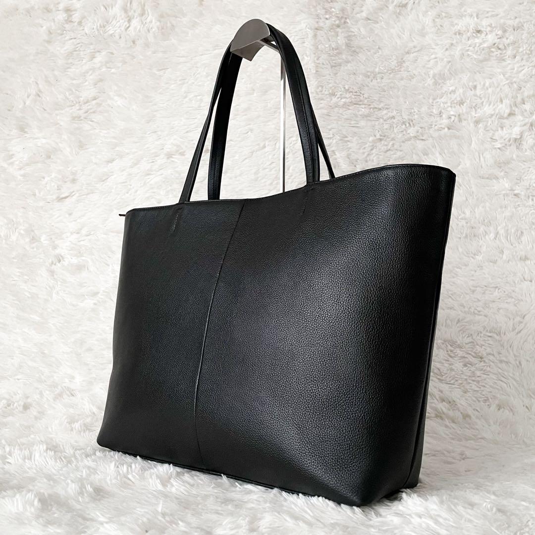極美品 ユナイテッドアローズ トートバッグ シボ 本革 黒 A4可 大容量 通勤
