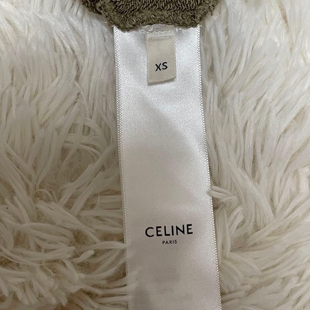 超希少 セリーヌ クラシックロゴルーズプルオーバーパーカー カーキ XS メンズ