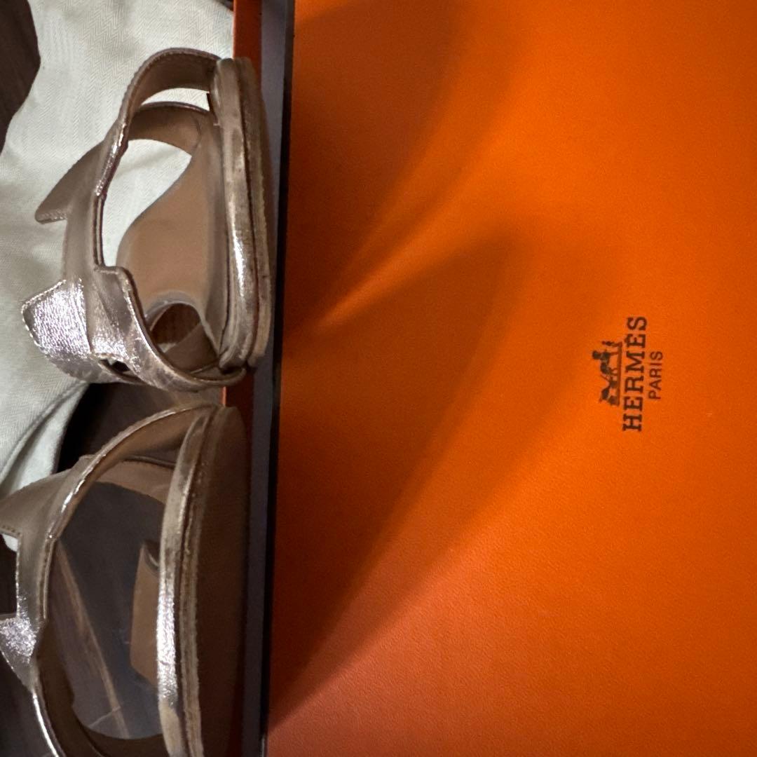 HERMES シルバーサンダル CHAUSSURES D'HERMES