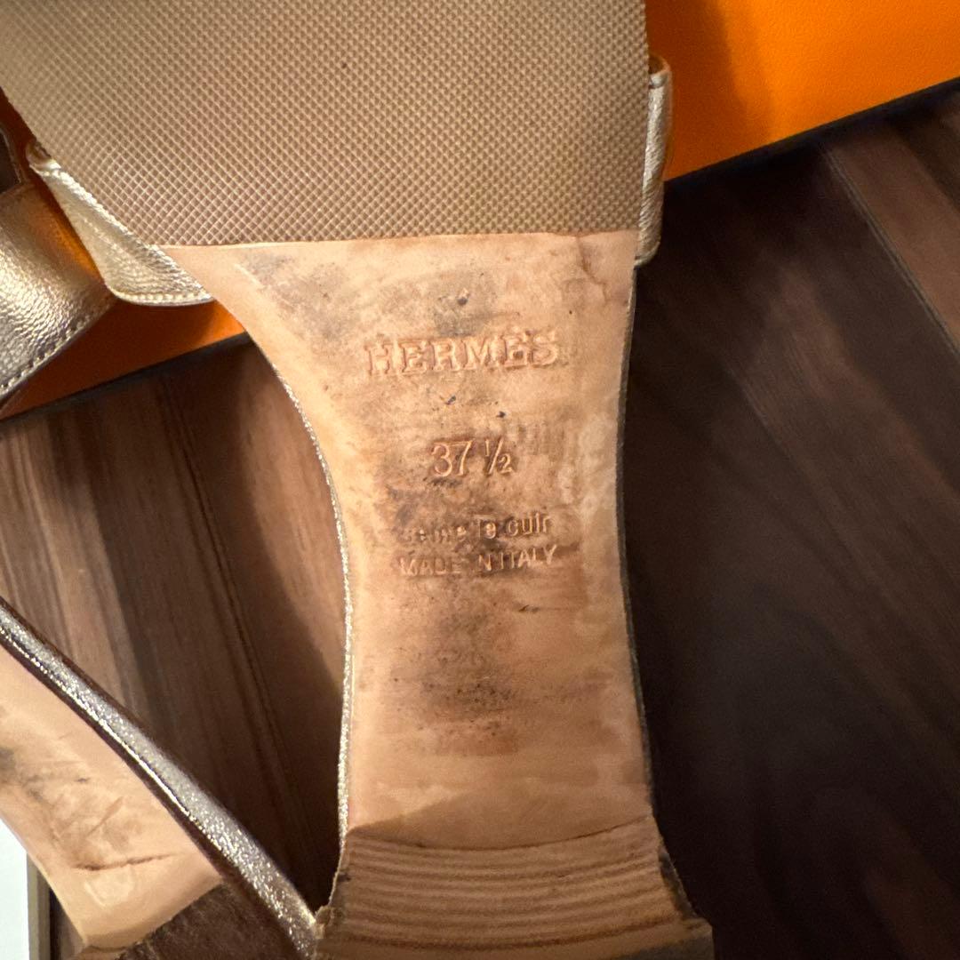 HERMES シルバーサンダル CHAUSSURES D'HERMES