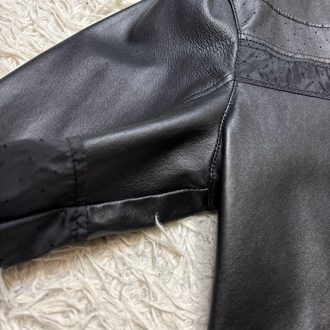 美品【ドローム】シングル　レザー　ririジップ　切り替え　イタリア　羊革　XS