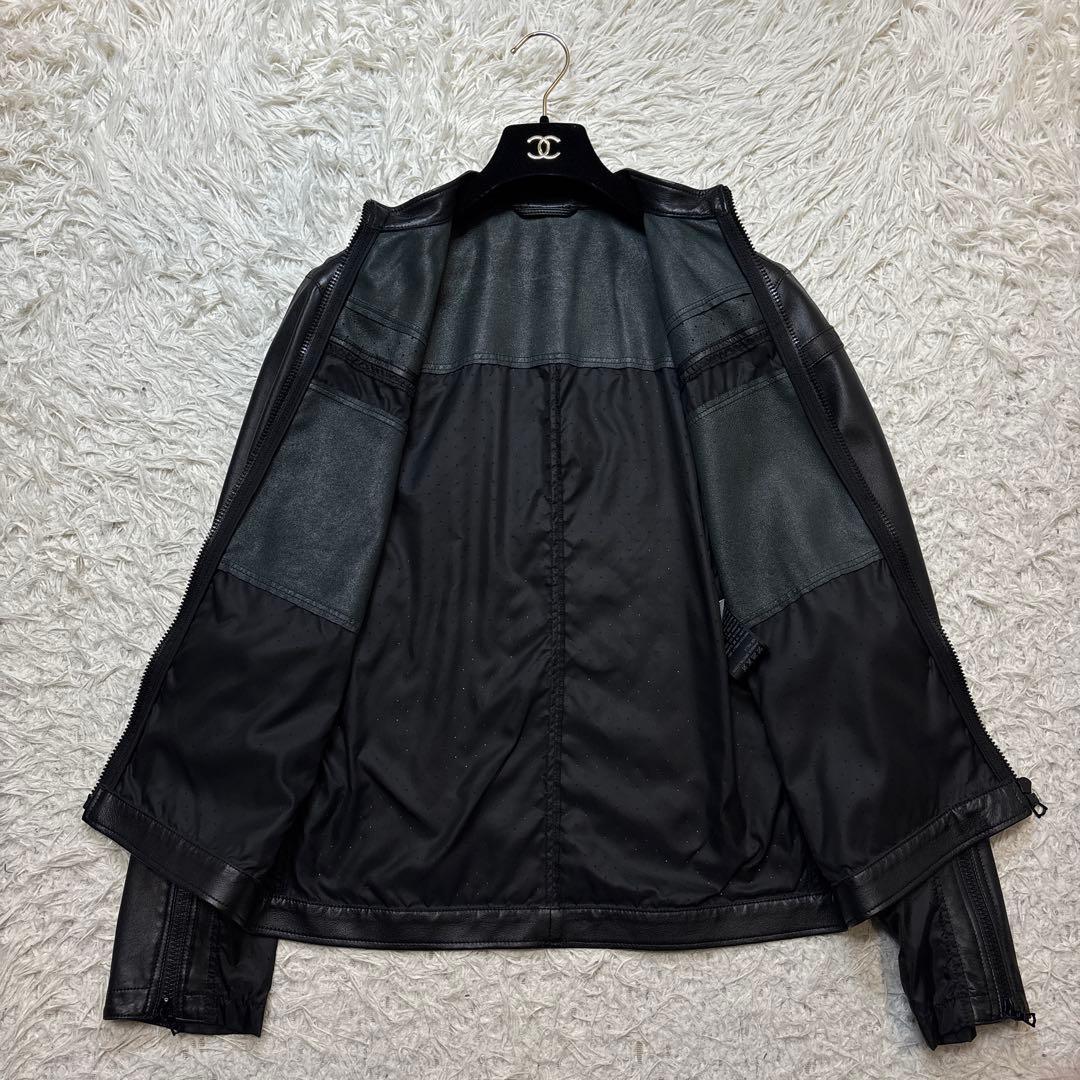 美品【ドローム】シングル　レザー　ririジップ　切り替え　イタリア　羊革　XS