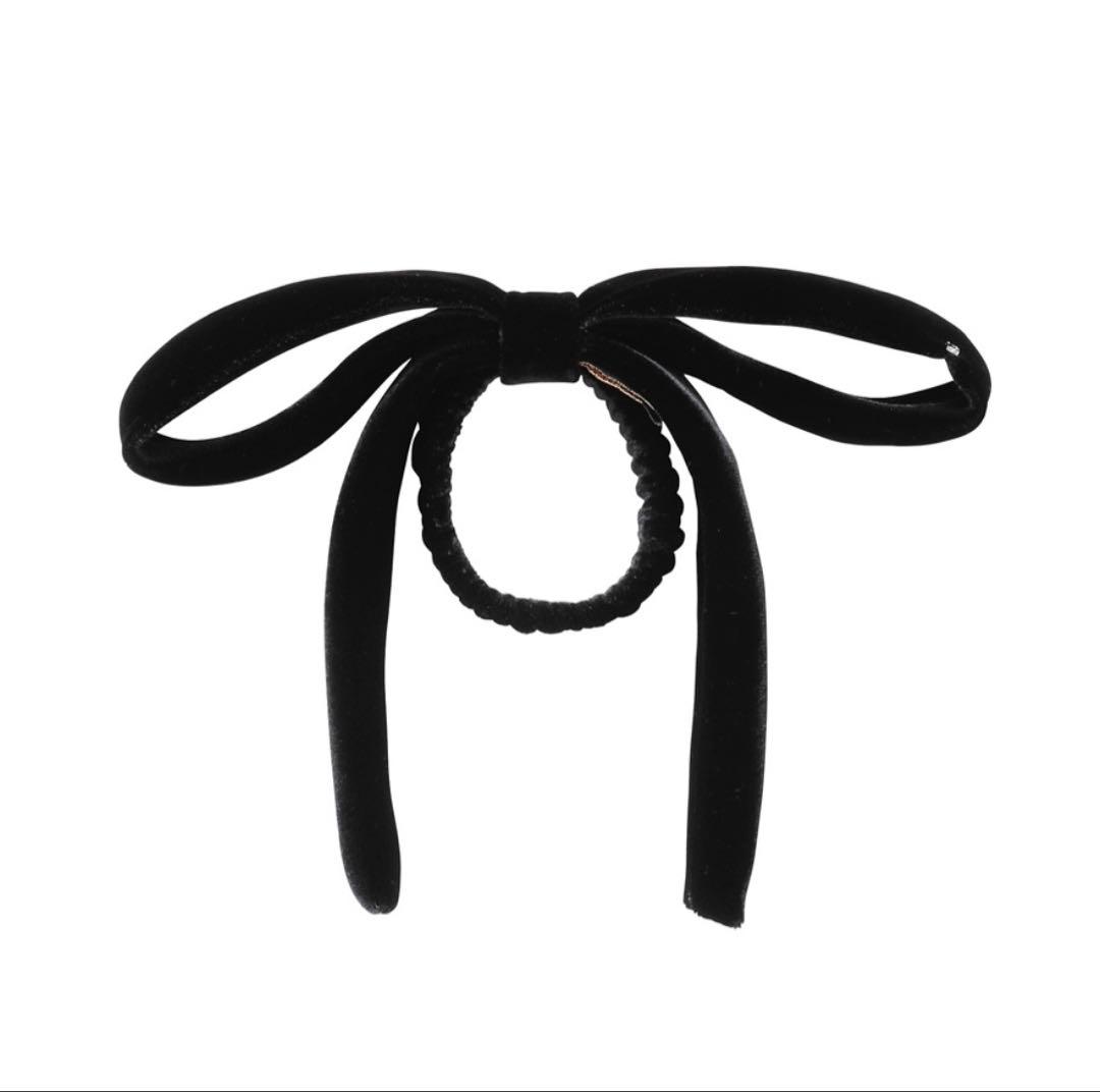 新品未使用 アレクサンドルドゥパリ ベロアリボンゴム ポニー ブラック