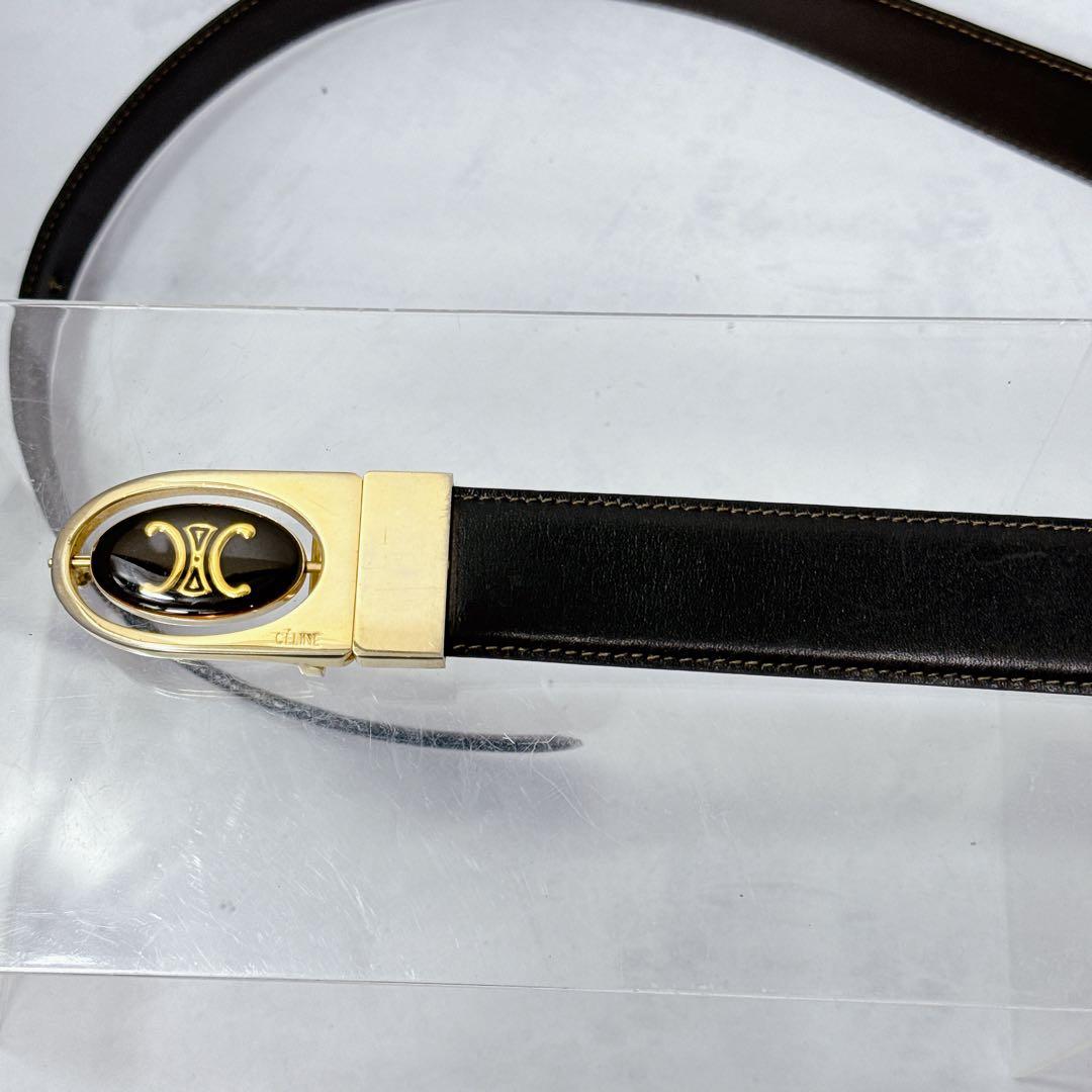 CELINE セリーヌ トリオンフ ダブル回転式ベルト 黒 希少 リバーシブル