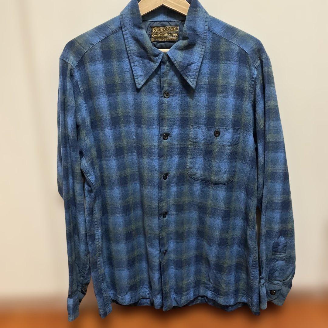 T*o様 60's Pendleton ウールボードシャツ　長袖シャツ 青系チェ