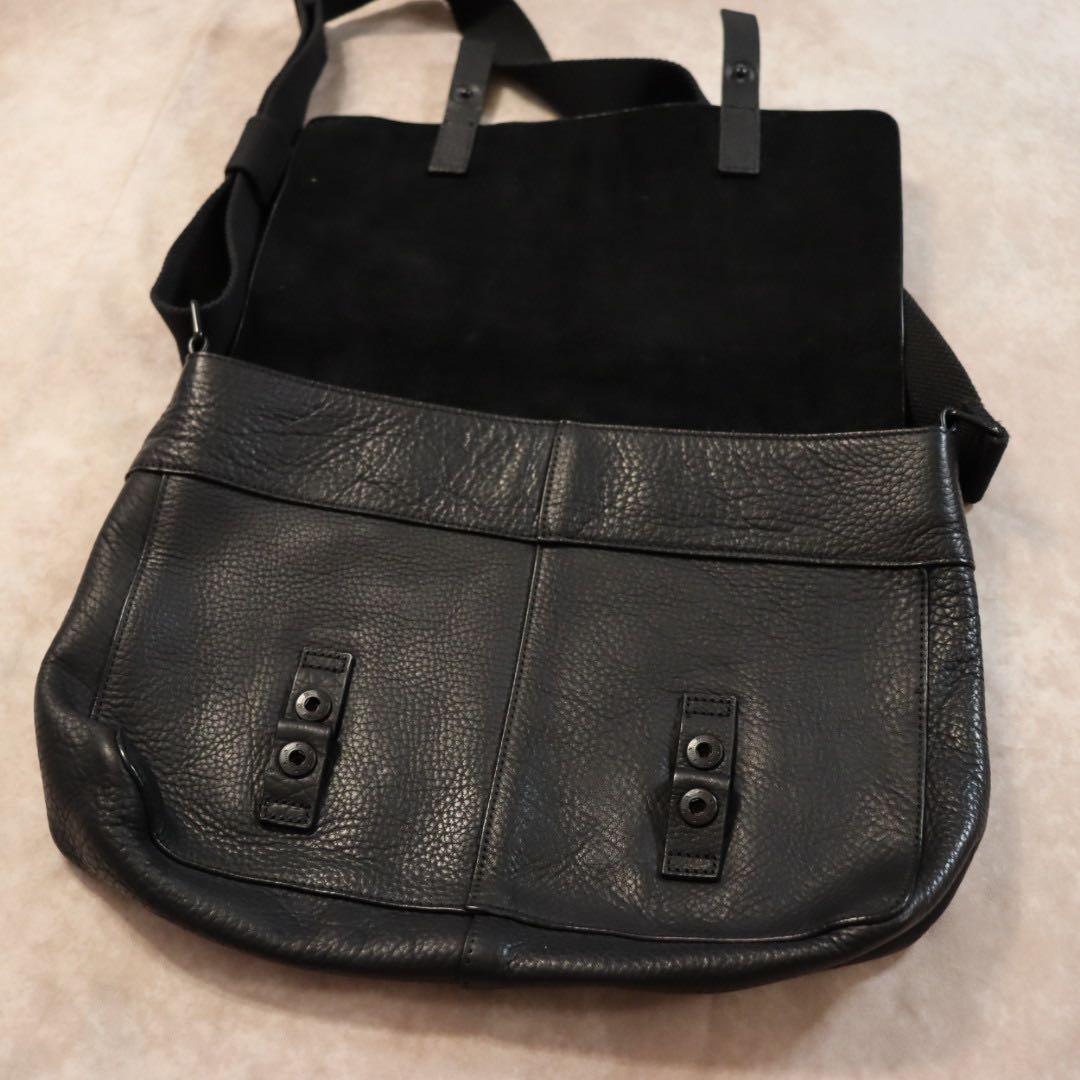 00s old gap レザーメッセンジャーバッグ ブラック 牛革 ショルダー