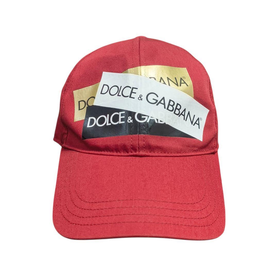 DOLCE&GABBANA ドルガバ テープロゴ size58 キャップ レッド