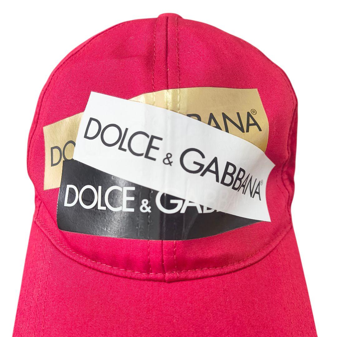 DOLCE&GABBANA ドルガバ テープロゴ size58 キャップ レッド