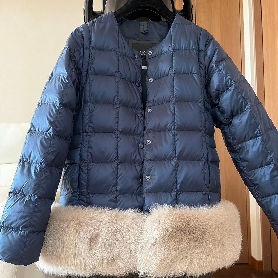 タイオン　エクストラ ダウンジャケット3way ネイビー L ファー付き