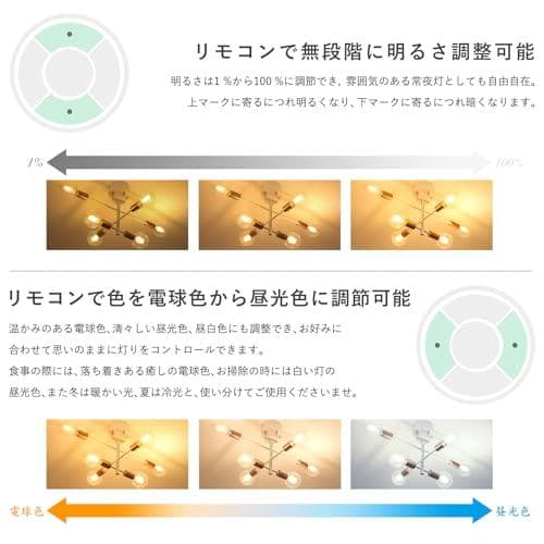 共同照明 シーリングライト 6灯 LEDフィラメント電球 調光調色 60W形6a