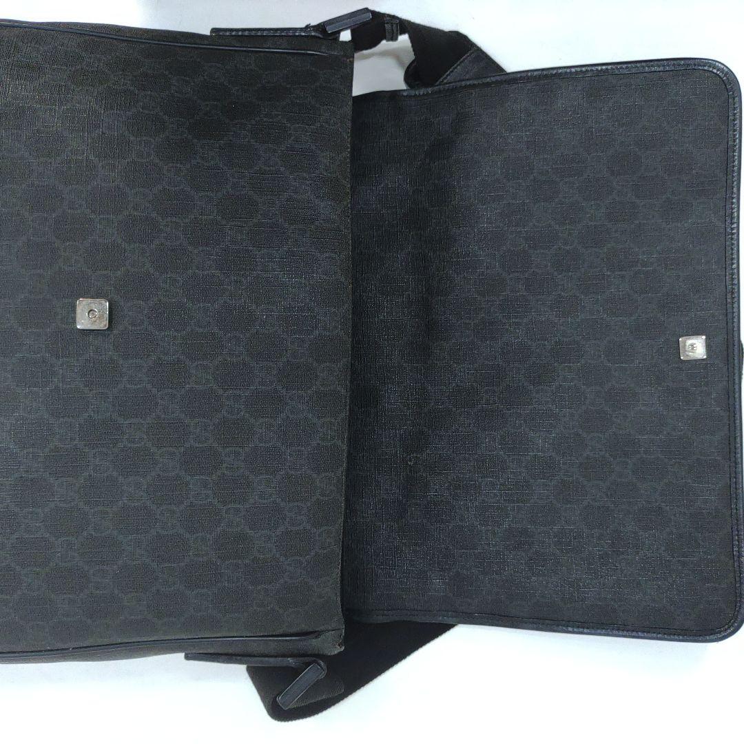 グッチ メッセンジャーバッグ レザー PVC A4可 GG柄 ブラック