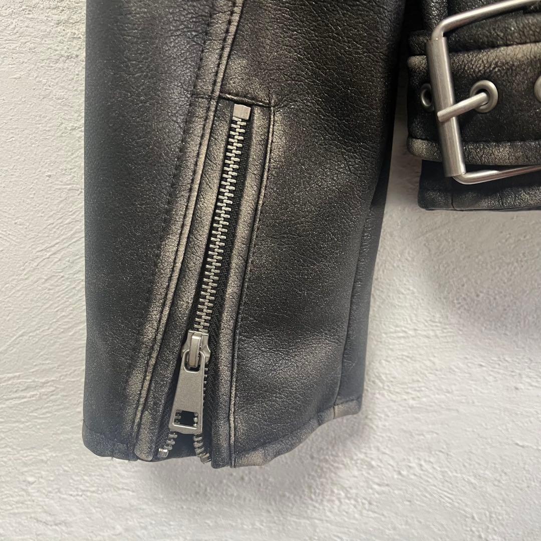 ZARA グラデーションフェイクレザージャケットサイズM ヴィンテージ加工