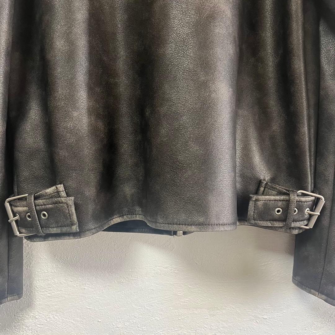 ZARA グラデーションフェイクレザージャケットサイズM ヴィンテージ加工