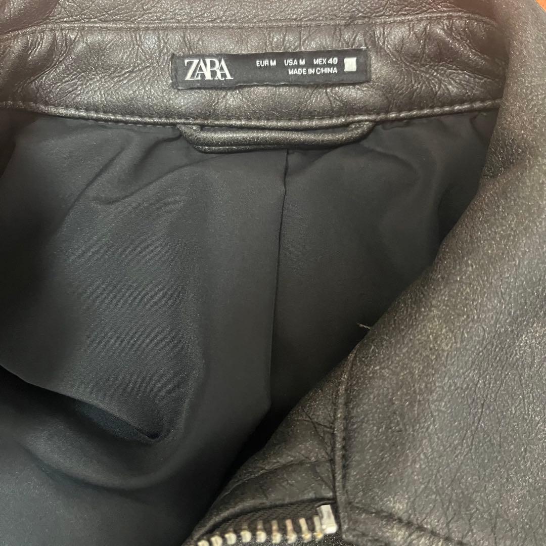 ZARA グラデーションフェイクレザージャケットサイズM ヴィンテージ加工