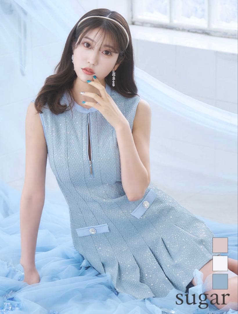 ローブドフルール　ノースリーブバストジッパースパンコールミニキャバドレス