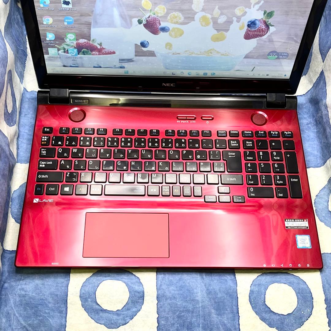 大容量HDD 1TB☆大人気赤ノートパソコン♪カメラ&ブルーレイ搭載♡Win11