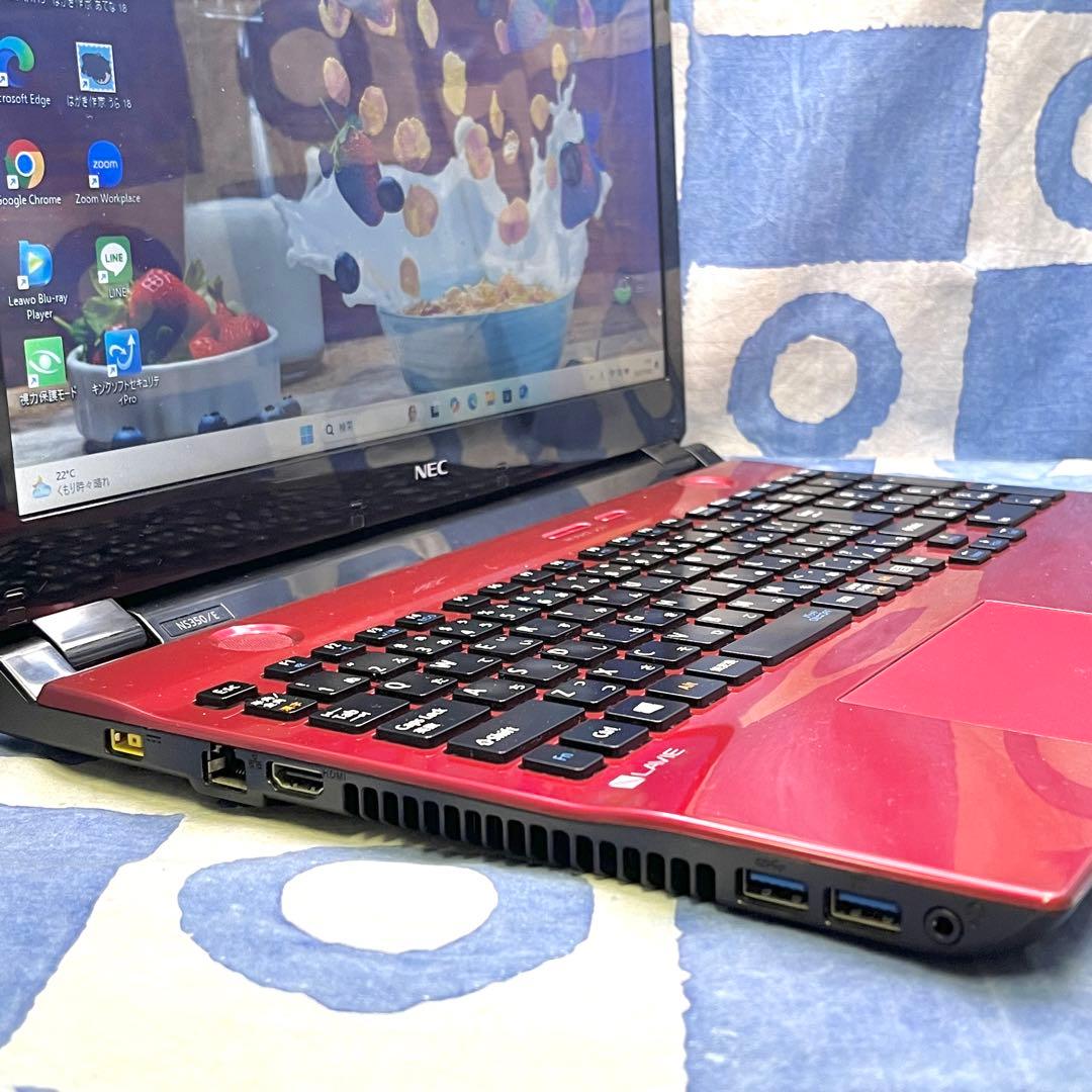 大容量HDD 1TB☆大人気赤ノートパソコン♪カメラ&ブルーレイ搭載♡Win11