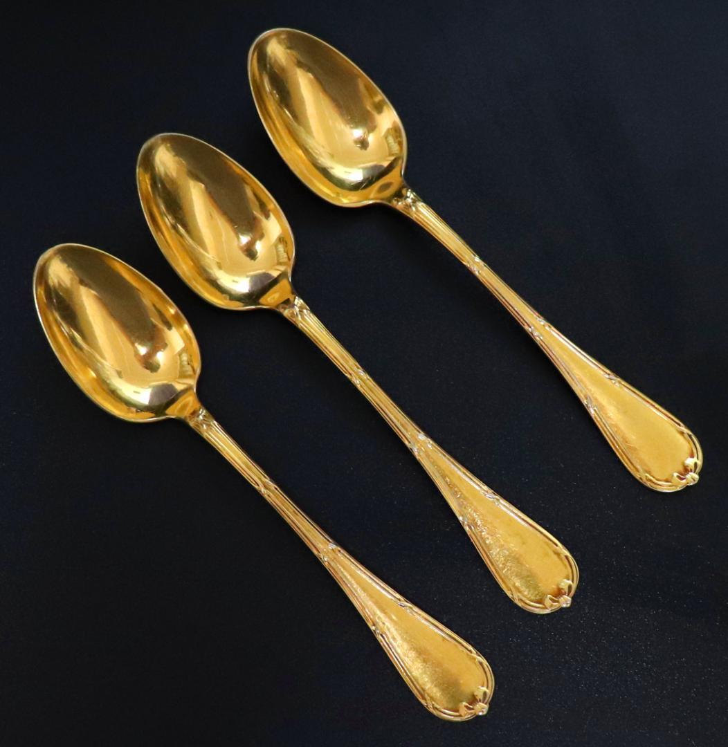 クリストフル 最上級 24金プレート 希少 リュバン リボン モカスプーン 3本