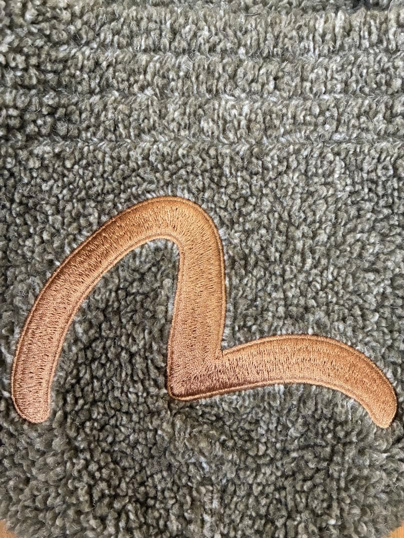 【美品】EVISU ジップアップフリースパーカー 40 グリーン