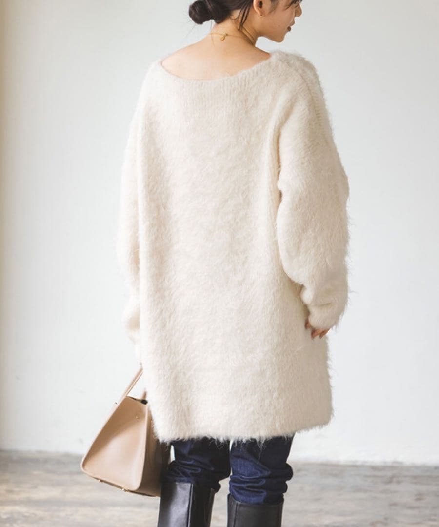 美品 ノーブル ふわふわ ボリューム ロングニット ニットミニワンピース