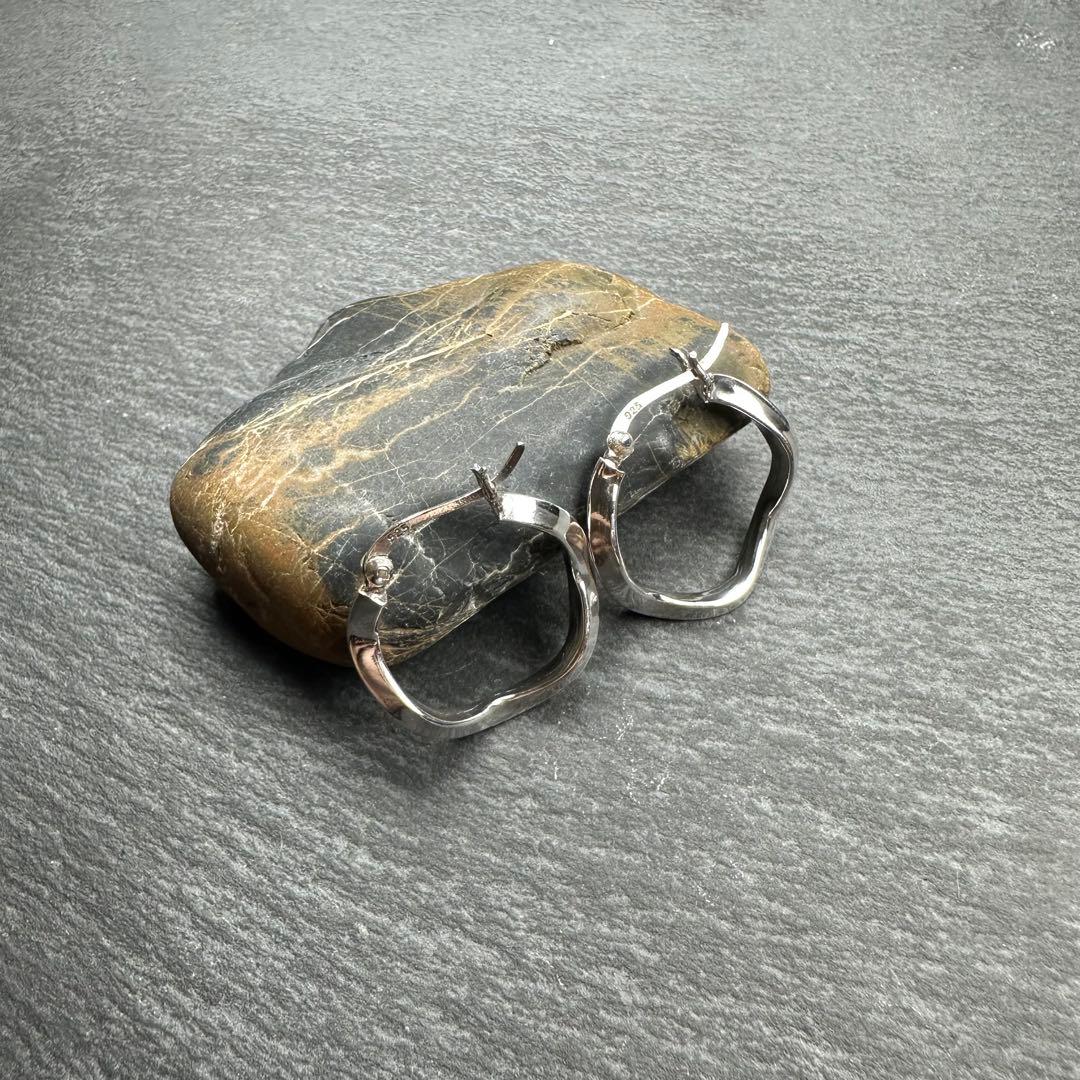 シルバー925 silver 歪みフープピアス/軽研磨仕上げ