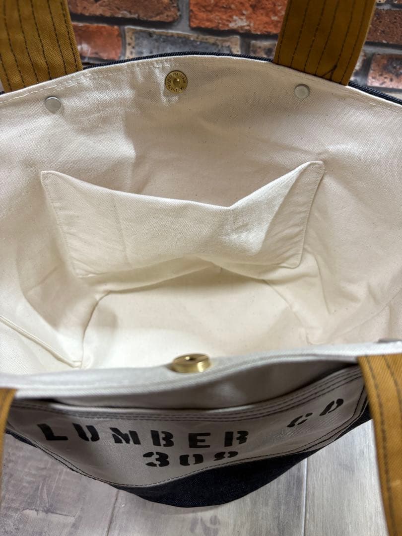 デニムリメイク　大きい丸底トートバッグ