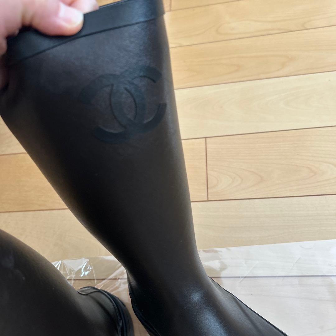 CHANEL ブラウン&ブラック 長靴・レインブーツ23