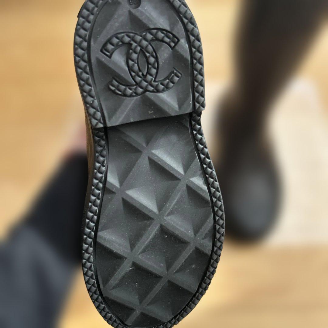 CHANEL ブラウン&ブラック 長靴・レインブーツ23