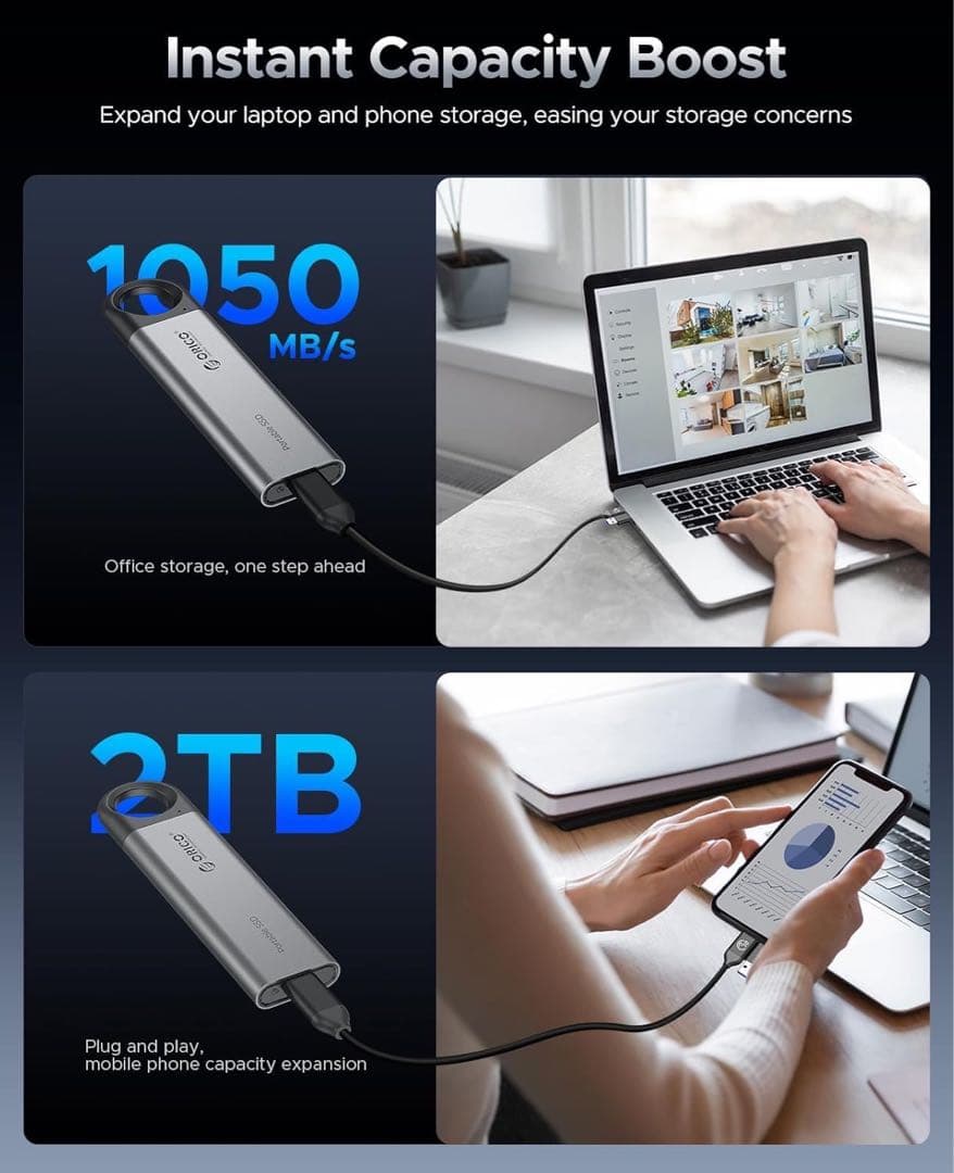 ポータブルSSD 金属合金製 2TB