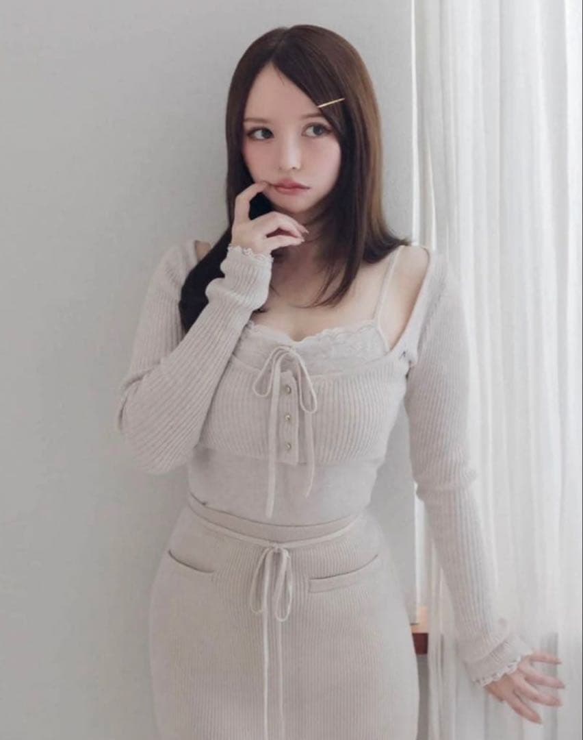 トップス andmary Brenda lace knit set