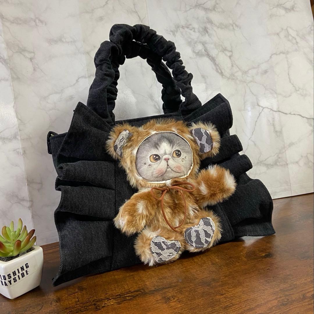 ゆ*ら様 コヤンイサムチョン デニムリメイク フリルバッグ ハンドメイド