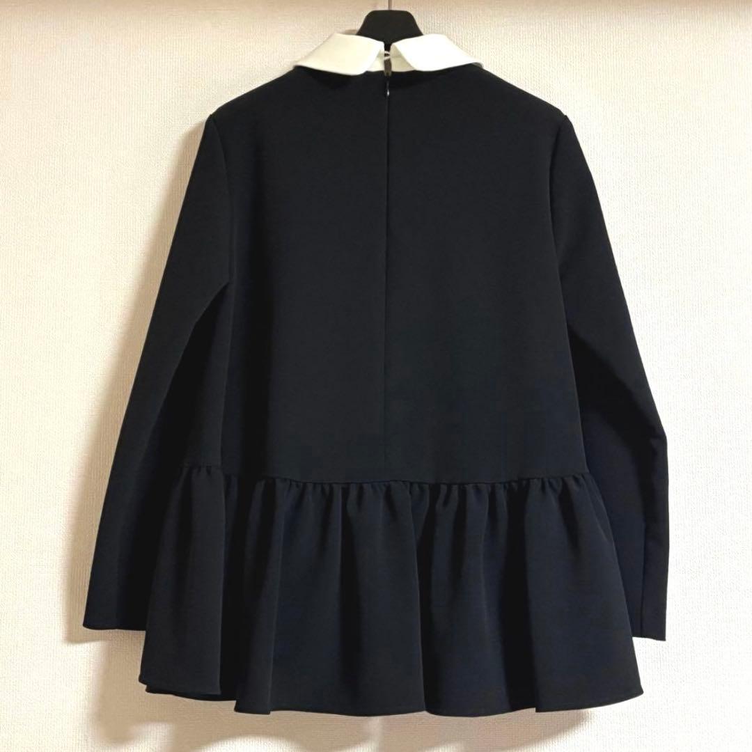 yori ヨリ ラウンドカラードレスブラウス　トップス36ブラック　セレモニーに