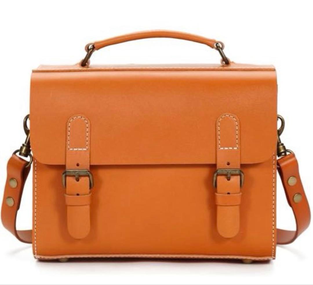 【新品】イタリアンレザー　ショルダーバッグ Wフラップ キャメル　本革　2way