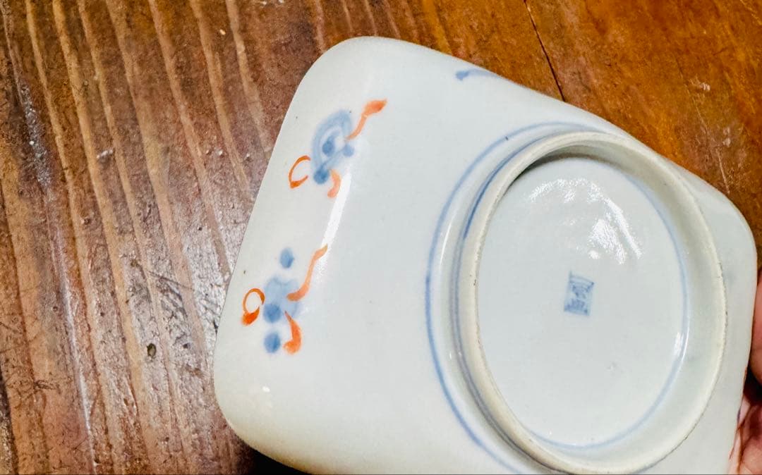 トム様用　伊万里 錦手色絵 帆船　波　松竹梅長皿文2客　角皿