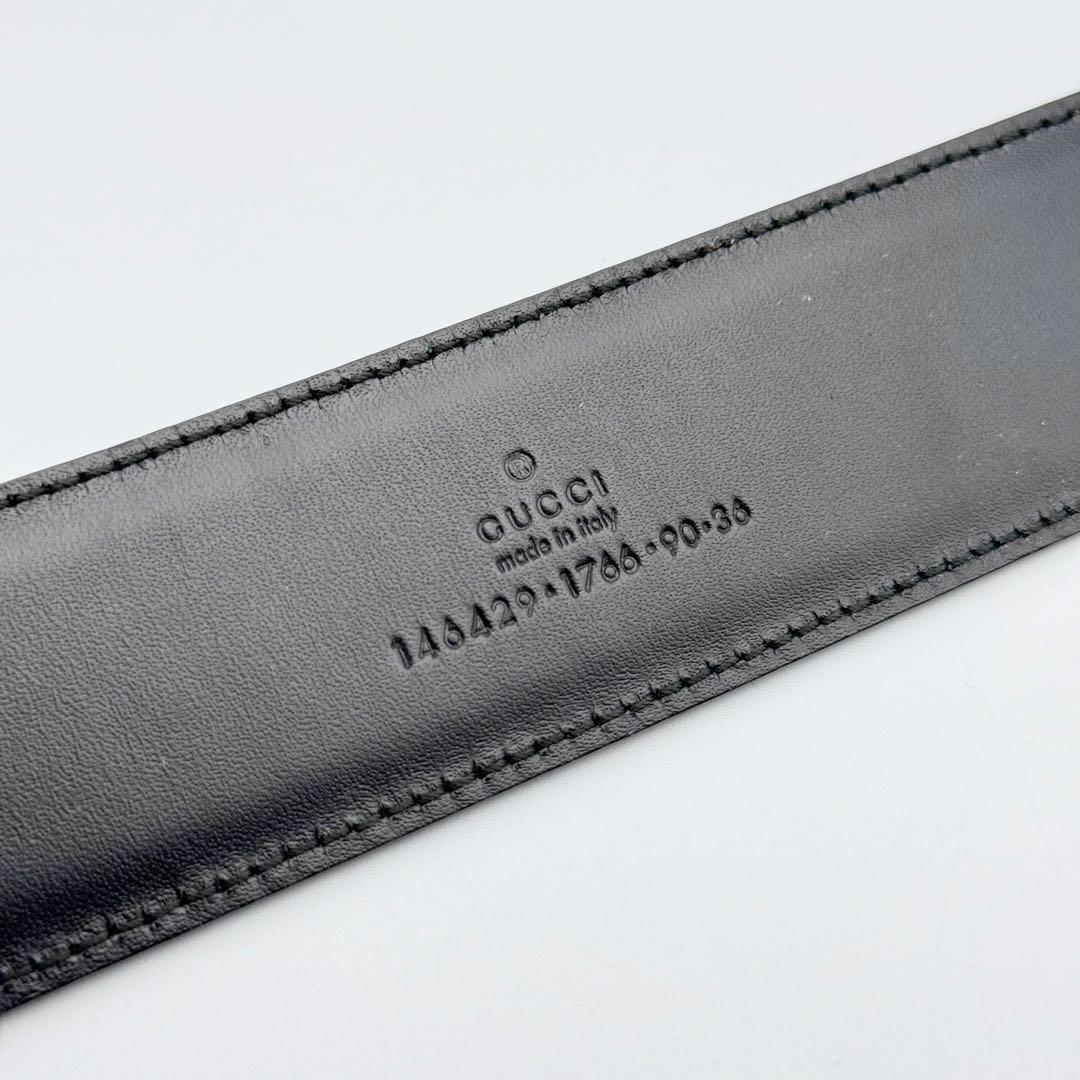 ✨美品✨GUCCI ベルト スクエアバックル シマ GG柄 シルバー金具 レザー