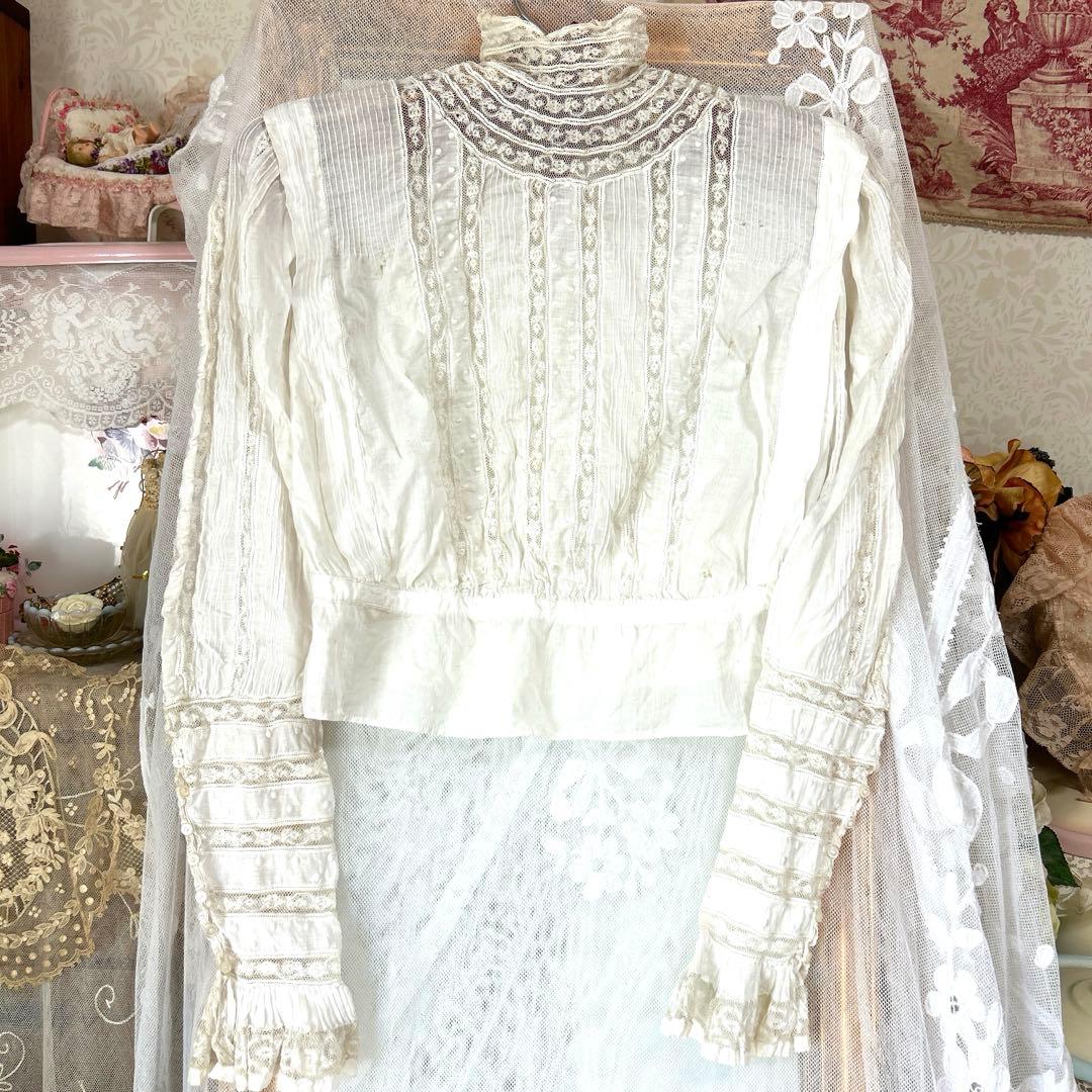 専用　フランスアンティーク　ヴィクトリアレースブラウス　ロココ調バッグ