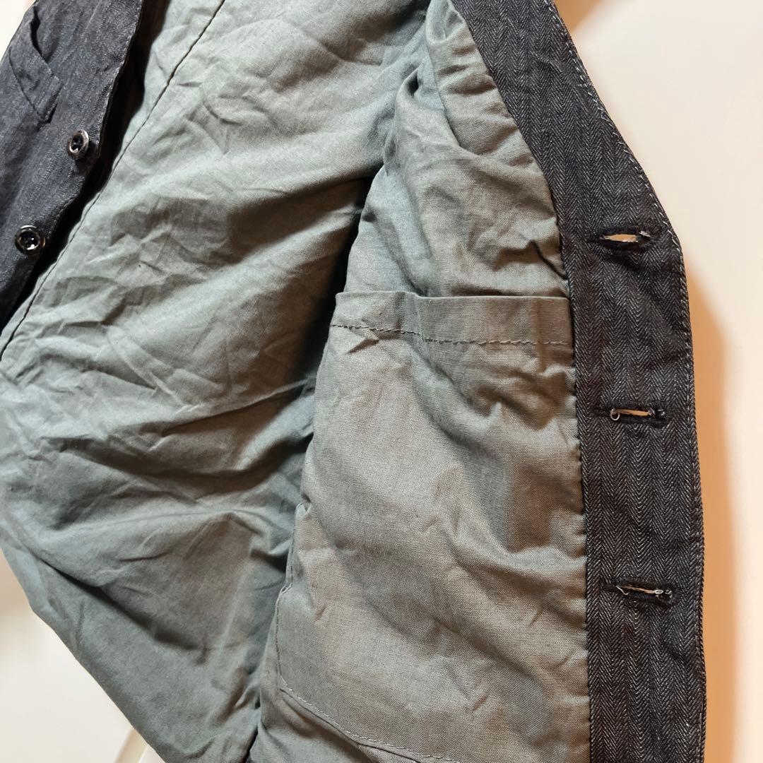 50s フレンチヴィンテージ　ヘリンボーン　ジレ　ベスト　裏地リネン