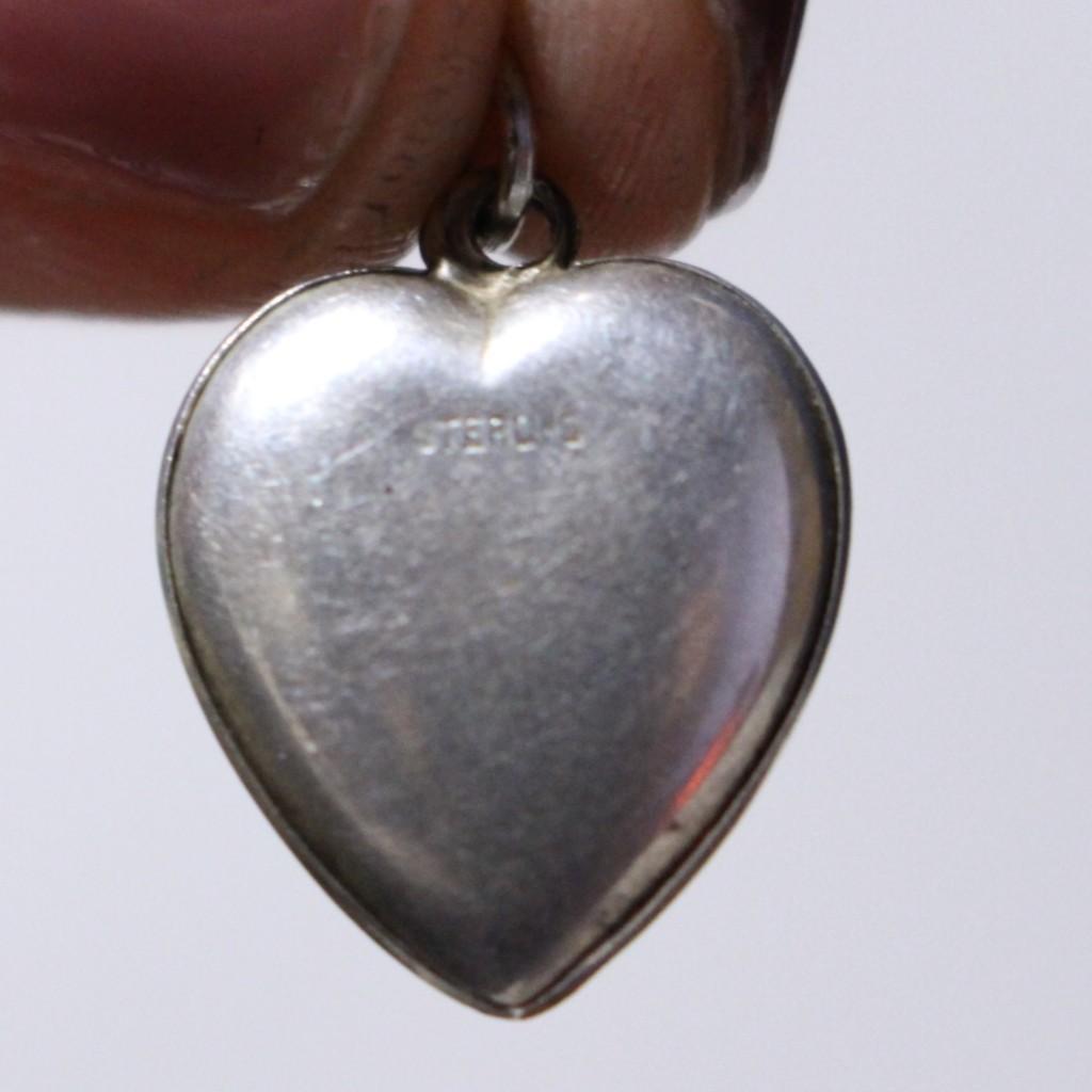 30s　スウィートハートジュエリー　WW2　シルバー　ダブルハート　両想い