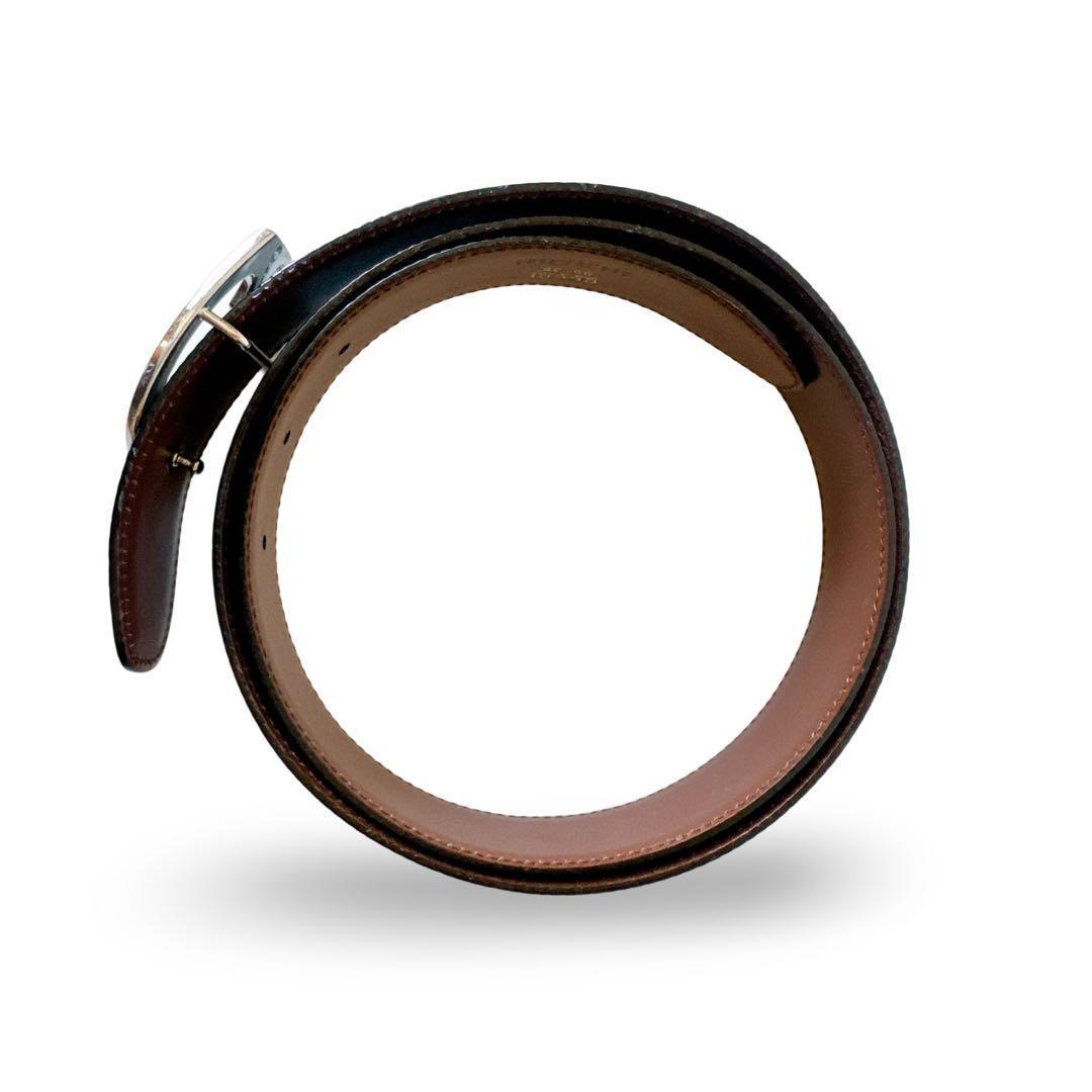 【未使用】GUCCI グッチ レザーベルトGロゴ シルバー ヴィンテージ