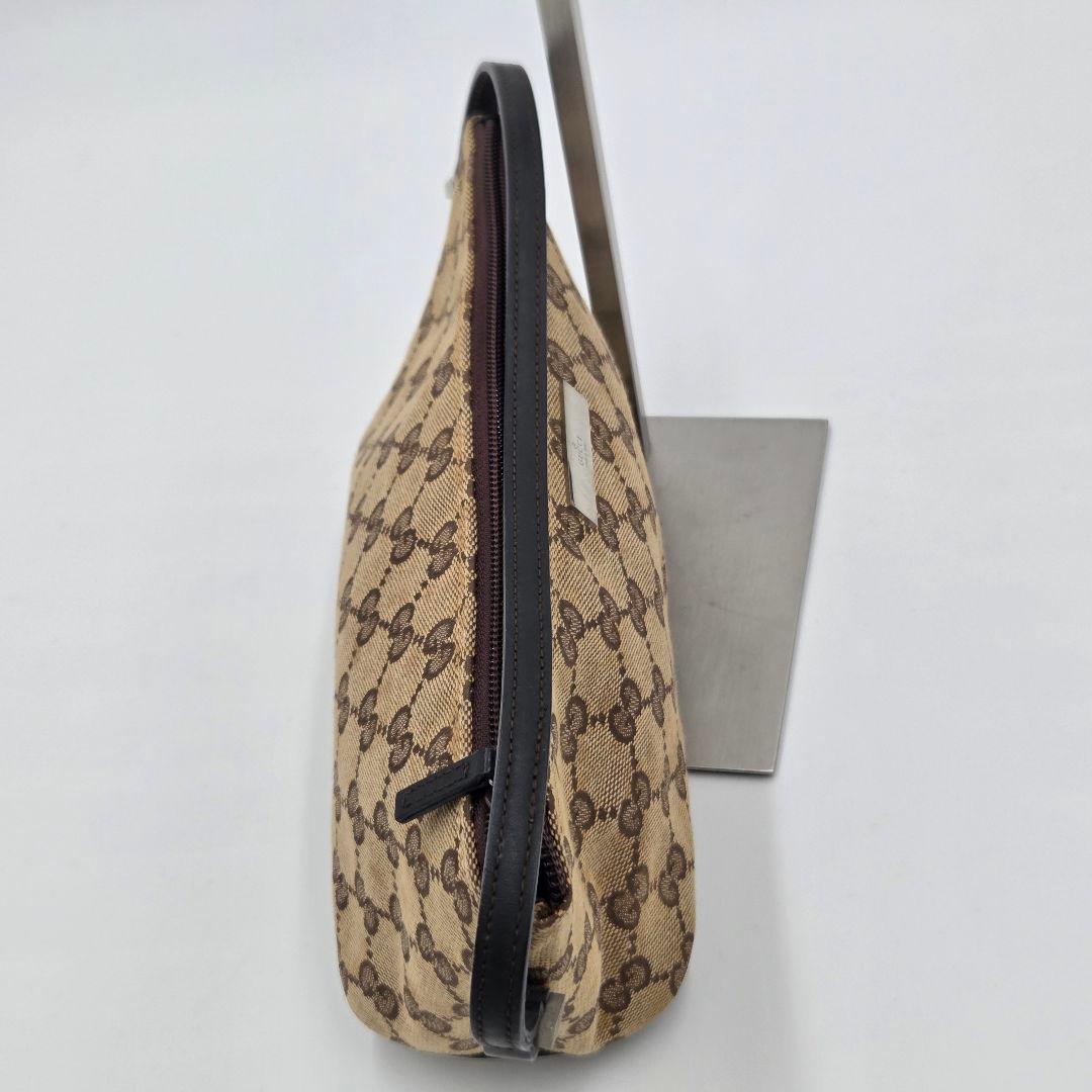 【良品】グッチ アクセサリーポーチ ミニバッグ GG キャンバス ブラウン