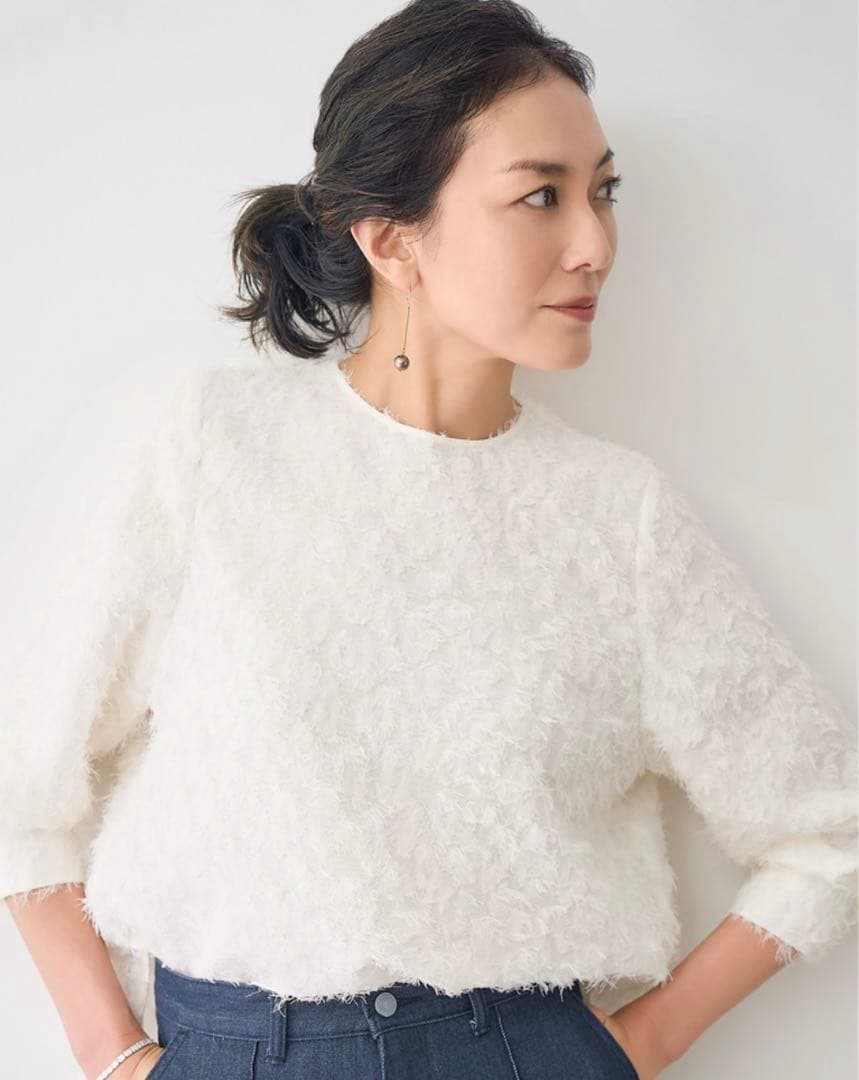 シンメ　SINME シャギーブラウス　白