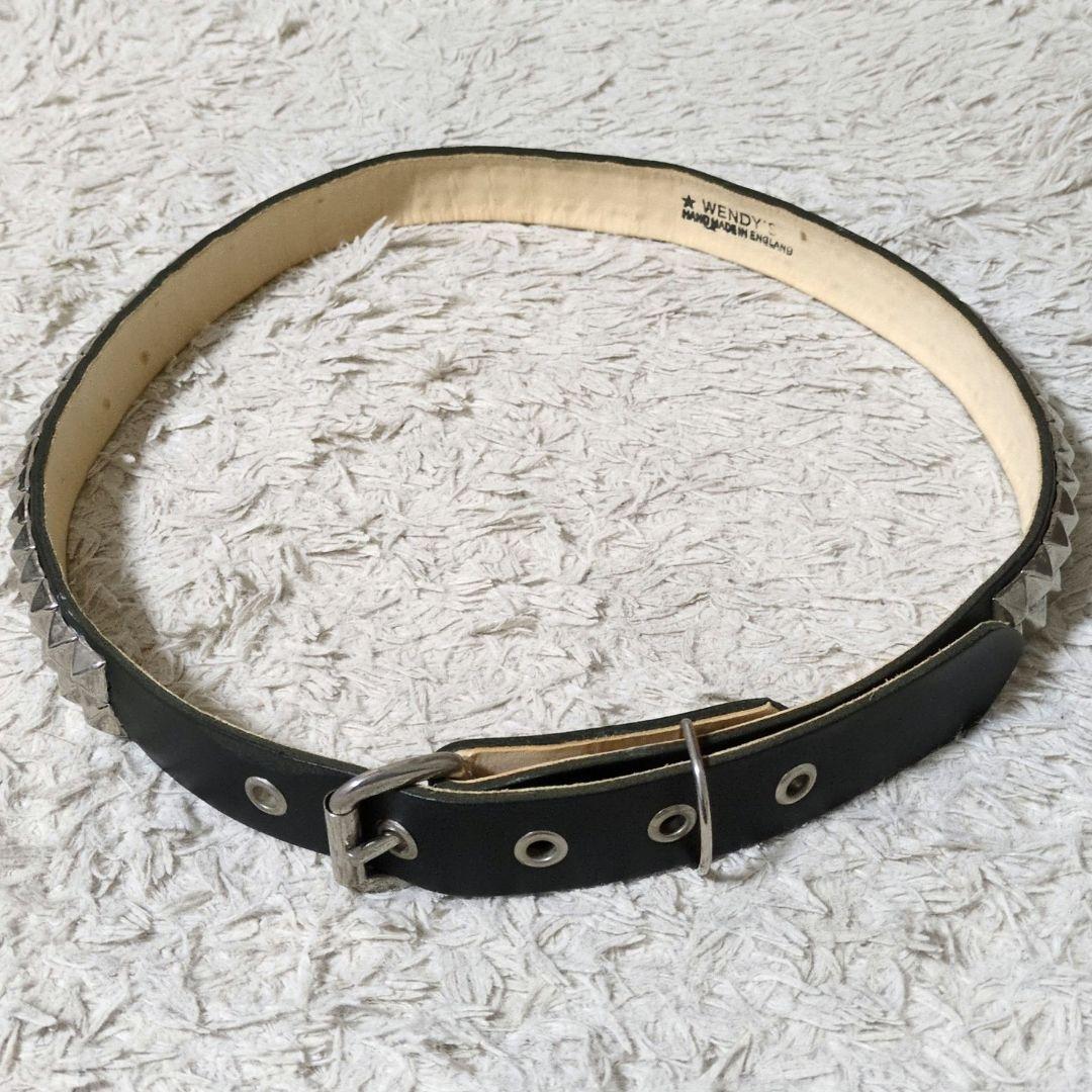 WENDY'S LONDON製 2連 Lサイズ ピラミッドスタッズ ベルト 黒
