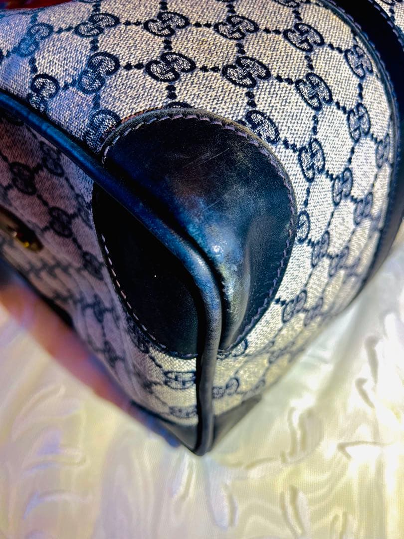 ★ヴィンテージ★ グッチ GG柄 PVC レザー ハンドボストンバッグ