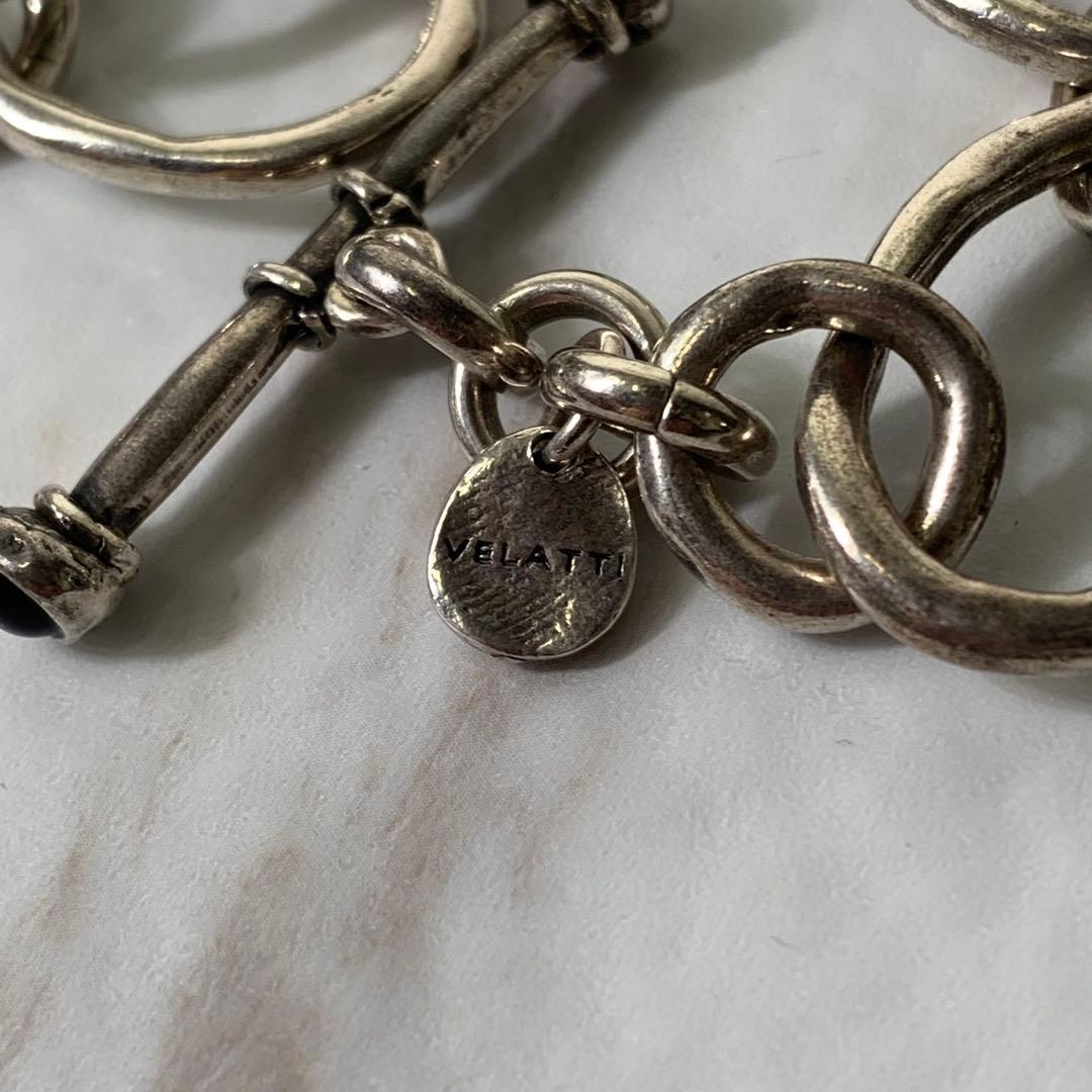 VELATTI リングブレスレット スペイン製 シルバー オニキス Tバー.