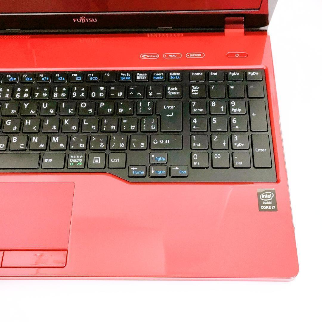 Corei7✨️Windows11/SSD/富士通/カメラ付き赤ノートパソコン